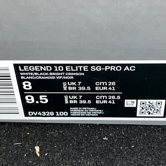 NEW Nike Legend 10 Elite SG PRO AC White Soccer Cleats DV4329 100 Size 8 - Picture 7 of 7